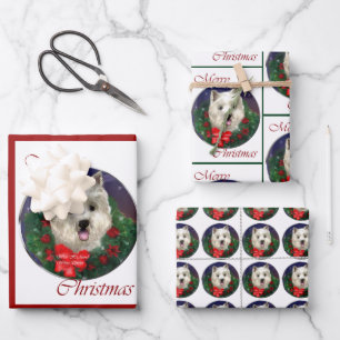 West Highland White Terrier Christmas Wrapping Paper Sheet