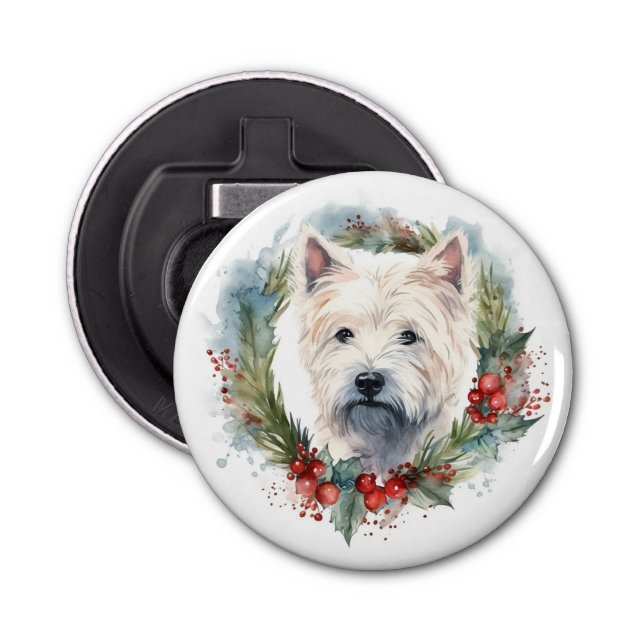 West Highland White Terrier Christmas Wreath  Bottle Opener (Front)