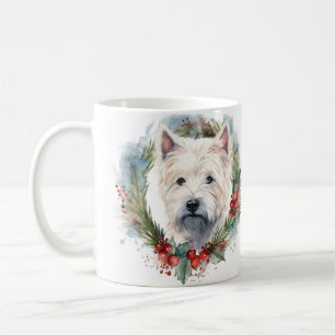 West Highland White Terrier Christmas Wreath  Coffee Mug