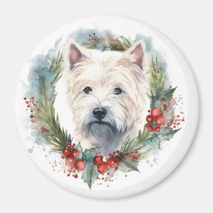 West Highland White Terrier Christmas Wreath Magnet
