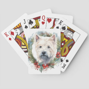 West Highland White Terrier Christmas Wreath  Playing Cards