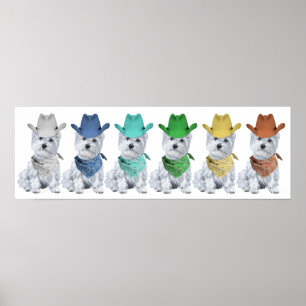West Highland White Terrier Cowboys Poster