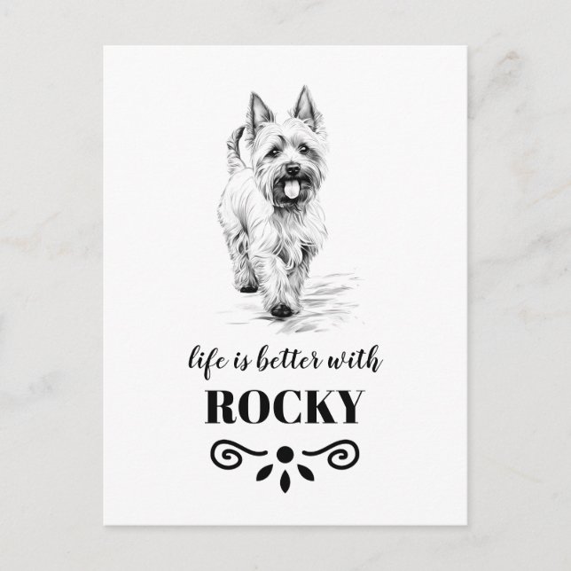 West-Highland-White-Terrier Custom dog Name Postcard (Front)
