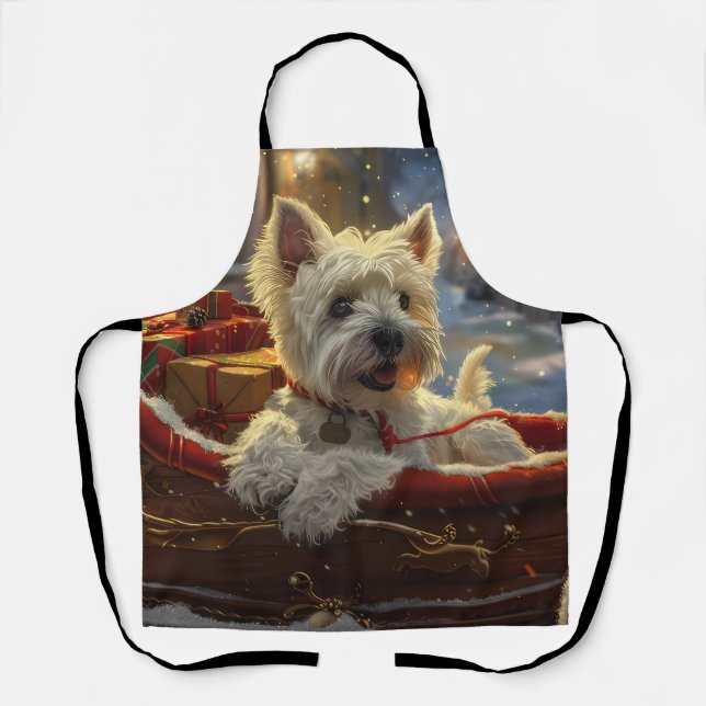 West Highland White Terrier Dog Christmas Festive  Apron (Front)