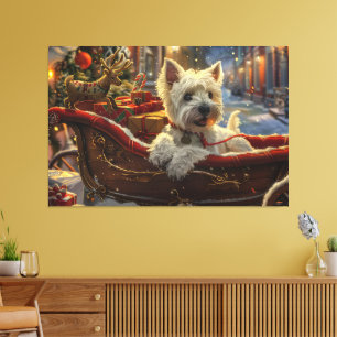 West Highland White Terrier Dog Christmas Festive  Canvas Print