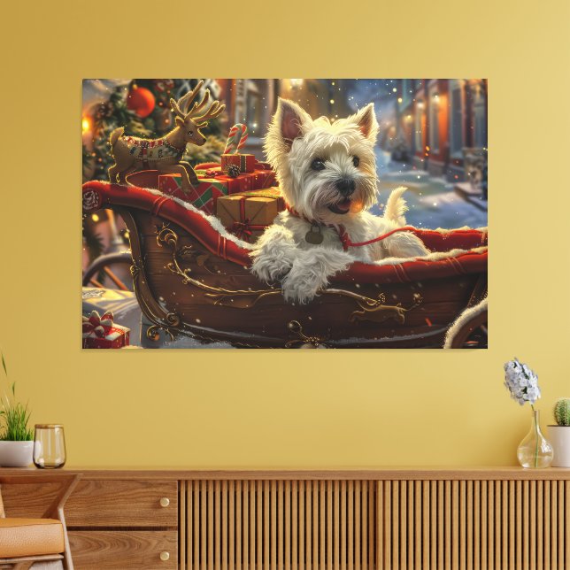 West Highland White Terrier Dog Christmas Festive  Canvas Print (Insitu(LivingRoom))