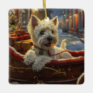 West Highland White Terrier Dog Christmas Festive Ceramic Ornament