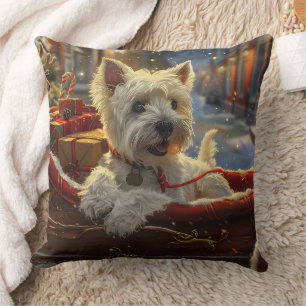 West Highland White Terrier Dog Christmas Festive Cushion
