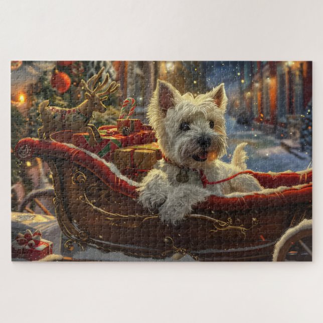 West Highland White Terrier Dog Christmas Festive  Jigsaw Puzzle (Horizontal)