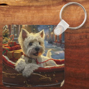 West Highland White Terrier Dog Christmas Festive  Key Ring
