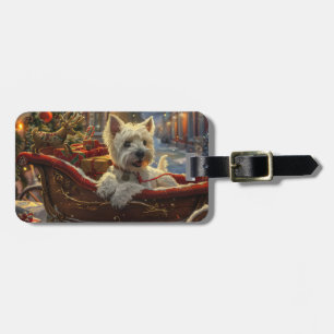 West Highland White Terrier Dog Christmas Festive Luggage Tag