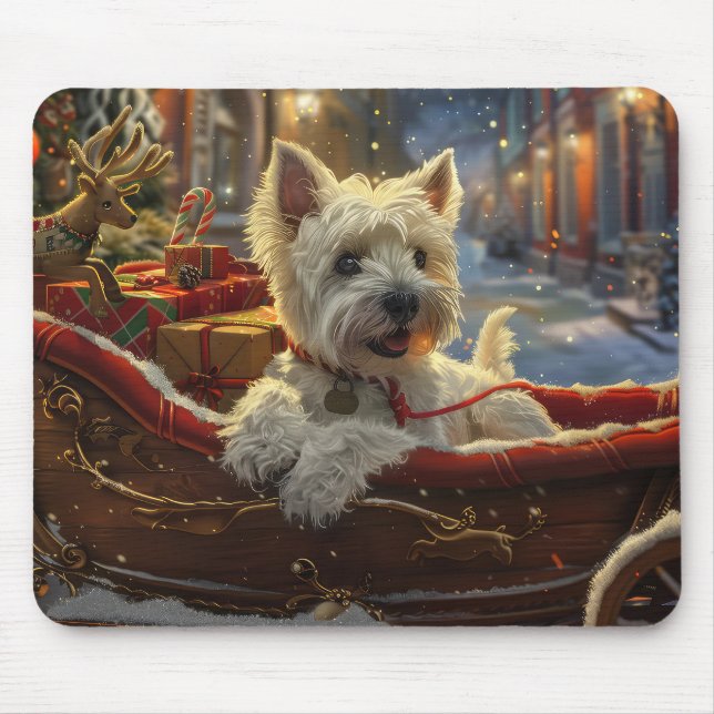 West Highland White Terrier Dog Christmas Festive  Mouse Mat (Front)