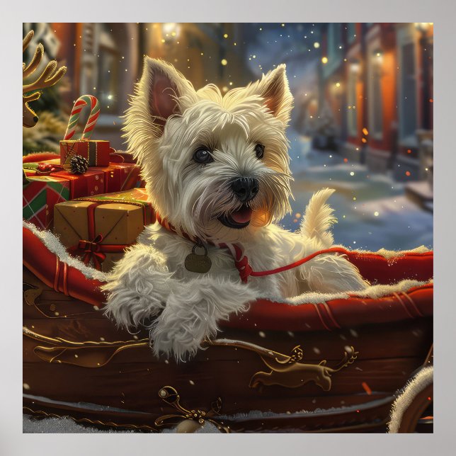 West Highland White Terrier Dog Christmas Festive  Poster (Front)
