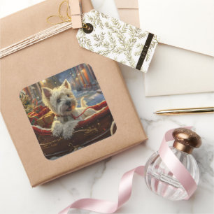 West Highland White Terrier Dog Christmas Festive  Square Sticker