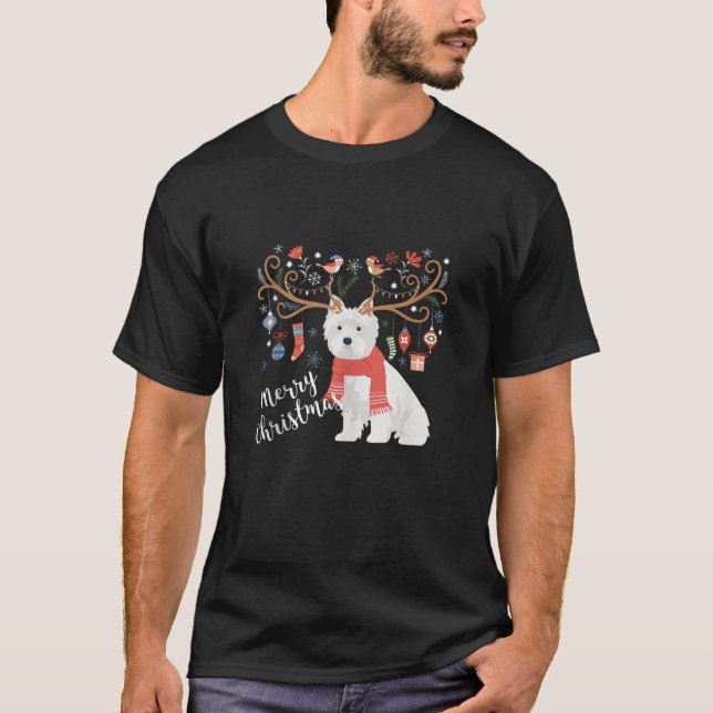 West Highland White Terrier Dog Christmas Westie T T-Shirt (Front)