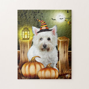 West Highland White Terrier Dog Halloween Jigsaw Puzzle