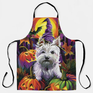 West Highland White Terrier Dog Halloween Witch Apron