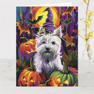 West Highland White Terrier Dog Halloween Witch Card