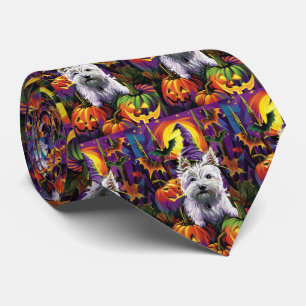 West Highland White Terrier Dog Halloween Witch Tie