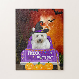 west highland white terrier Dog in Halloween Truck Jigsaw Puzzle