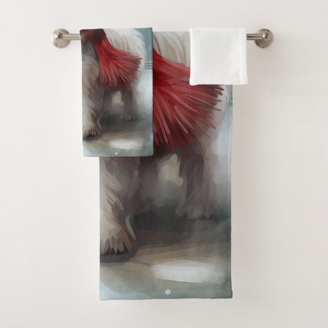 West Highland White Terrier Dog in Snow Christmas Bath Towel Set (Insitu)