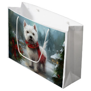 West Highland White Terrier Dog in Snow Christmas Large Gift Bag