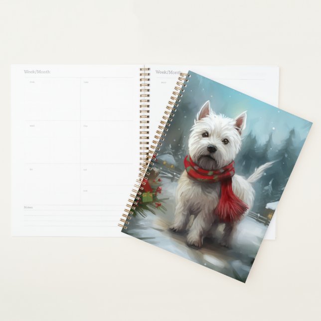 West Highland White Terrier Dog in Snow Christmas Planner (Display)