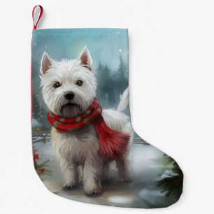 West Highland White Terrier Dog in Snow Christmas Small Christmas Stocking