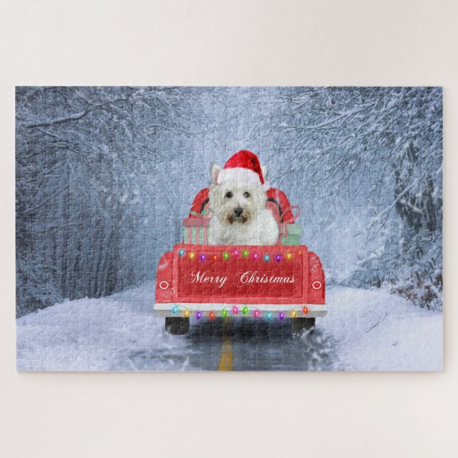West Highland White Terrier Dog in Snow  Jigsaw Puzzle (Horizontal)
