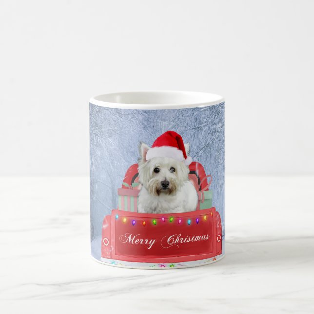 West Highland White Terrier Dog in Snow truck  Coffee Mug (Center)