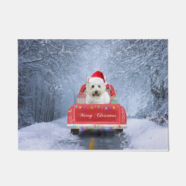 West Highland White Terrier Dog in Snow truck  Doormat (Front)