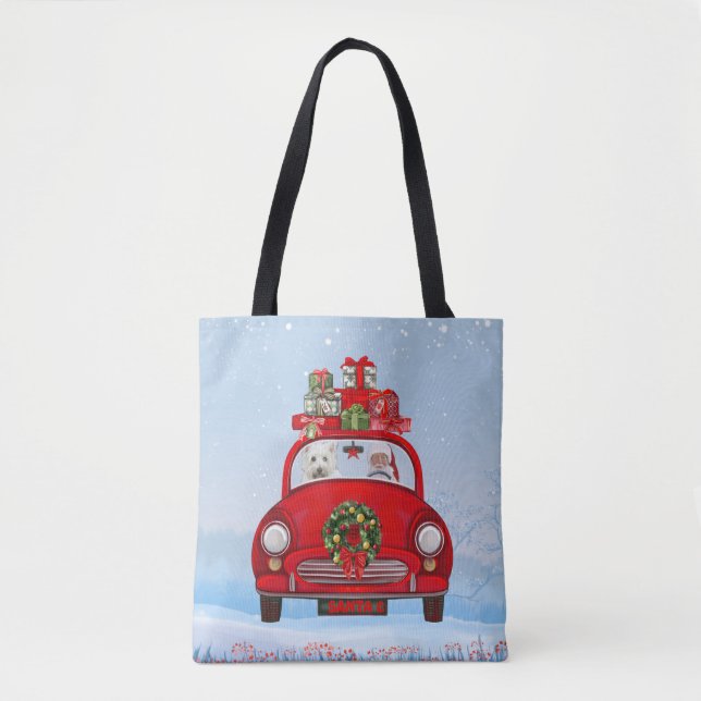 West Highland White Terrier Dog With Santa Claus  Tote Bag (Front)