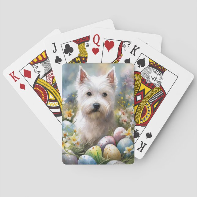West Highland White Terrier Easter Eggs Holiday Playing Cards (Back)