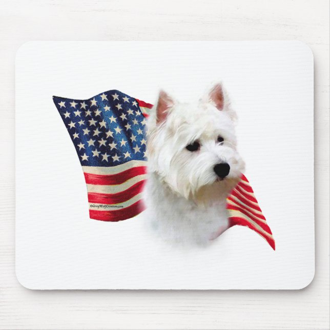 West Highland White Terrier Flag Mouse Mat (Front)