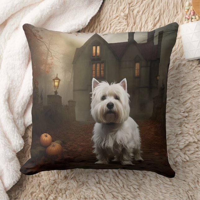 West Highland White Terrier Halloween Scary Cushion (Blanket)