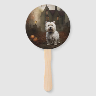 West Highland White Terrier Halloween Scary Hand Fan