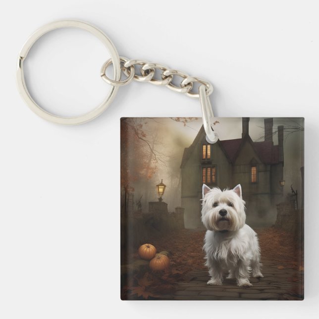 West Highland White Terrier Halloween Scary Key Ring (Front)