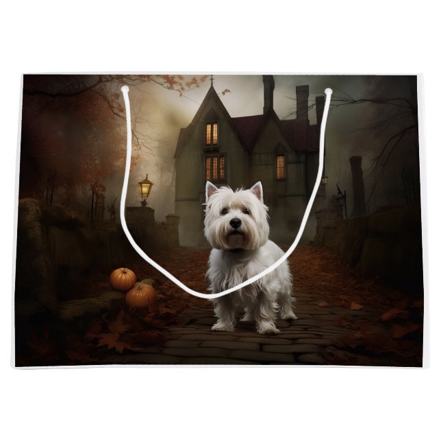 West Highland White Terrier Halloween Scary Large Gift Bag (Front)