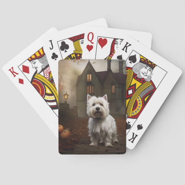 West Highland White Terrier Halloween Scary Playing Cards (Back)