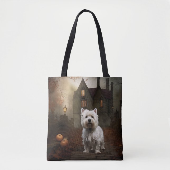 West Highland White Terrier Halloween Scary Tote Bag (Front)