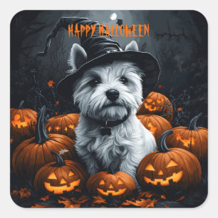West Highland White Terrier Halloween Square Sticker