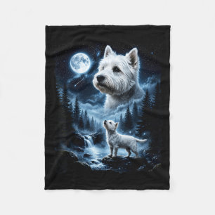 West Highland White Terrier Howling At The Moon Fleece Blanket