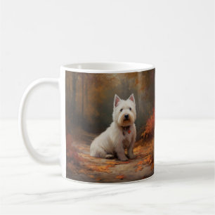 West Highland White Terrier in Autumn Leaves Fall Coffee Mug