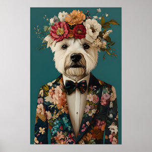 West Highland White Terrier In Suit Poster, Westie Poster