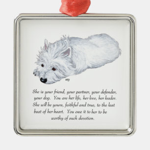West Highland White Terrier Keepsake Metal Tree Decoration