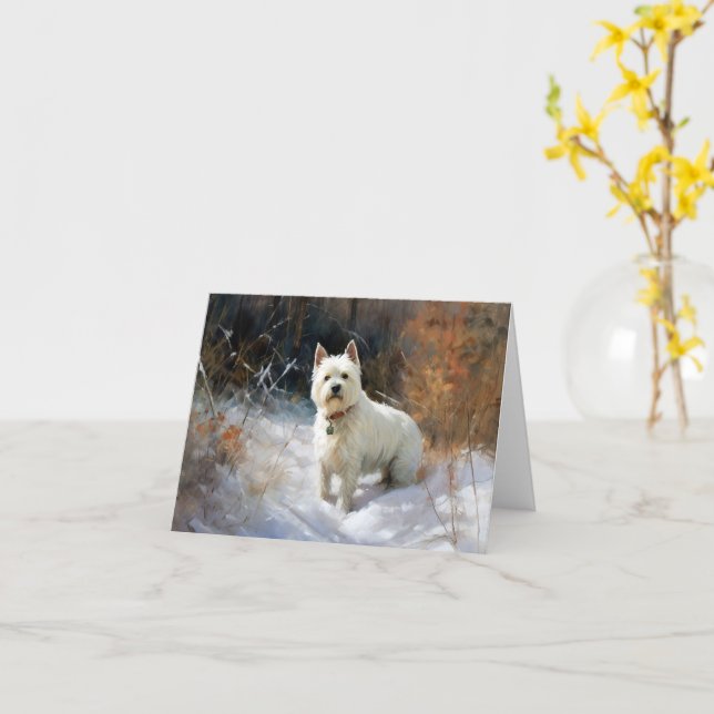West Highland White Terrier Let It Snow Christmas Card (Yellow Flower)