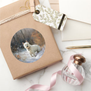 West Highland White Terrier Let It Snow Christmas Classic Round Sticker