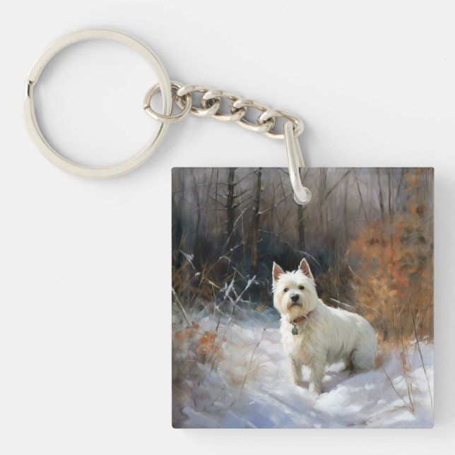 West Highland White Terrier Let It Snow Christmas Key Ring (Front)