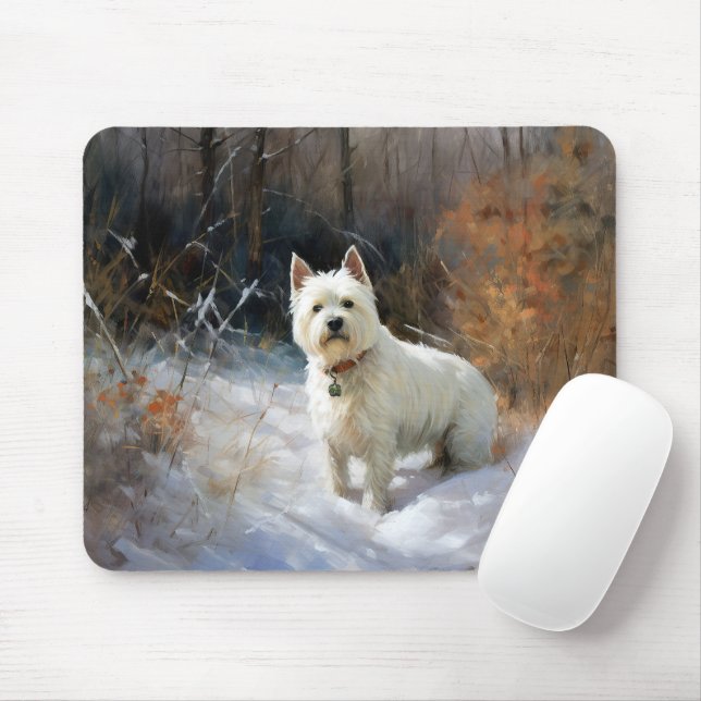 West Highland White Terrier Let It Snow Christmas Mouse Mat (With Mouse)