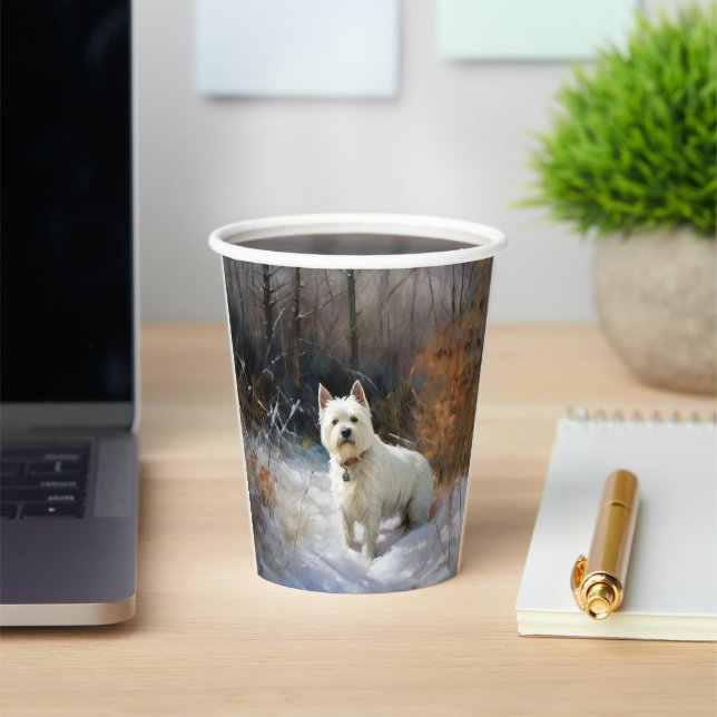 West Highland White Terrier Let It Snow Christmas Paper Cups (Insitu)